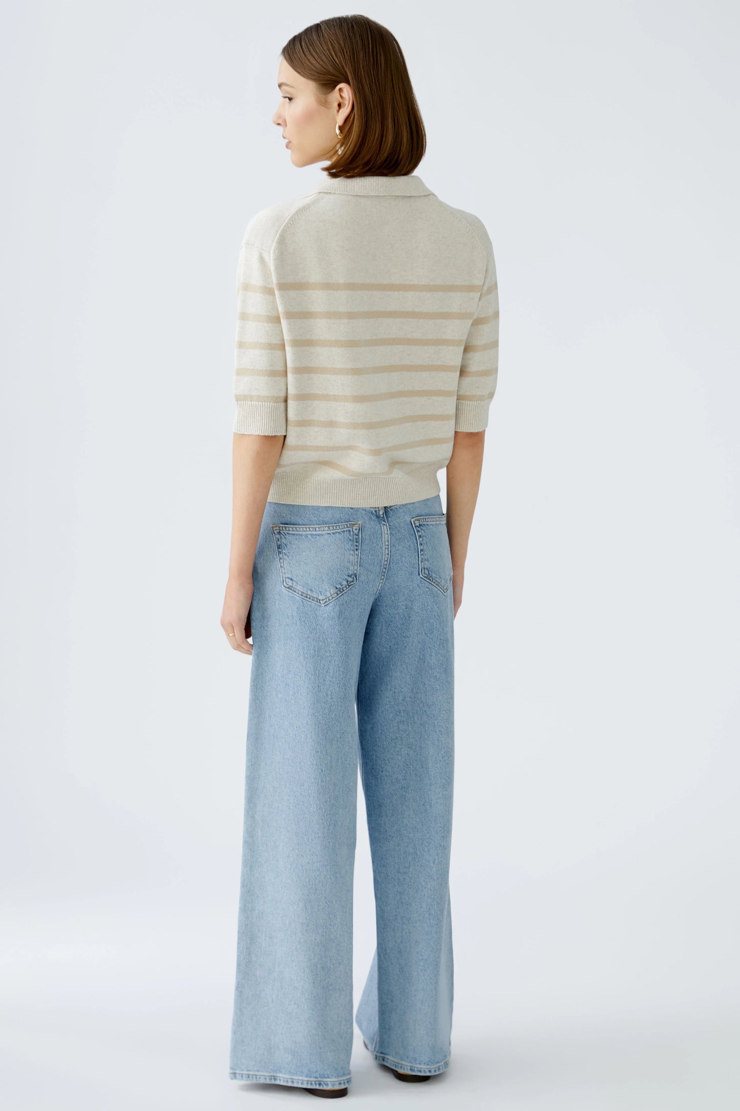 Oui Sporty Pullover White/Camel