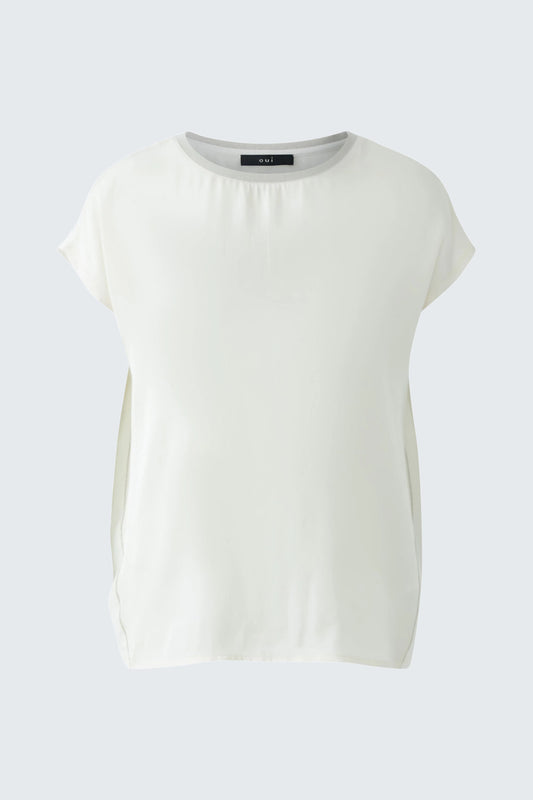 Oui Kortermet Bluse Gardenia