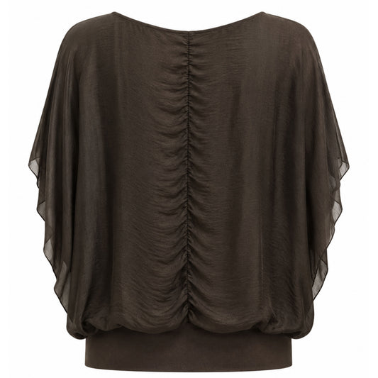Costamani Silky SS Blouse Choco