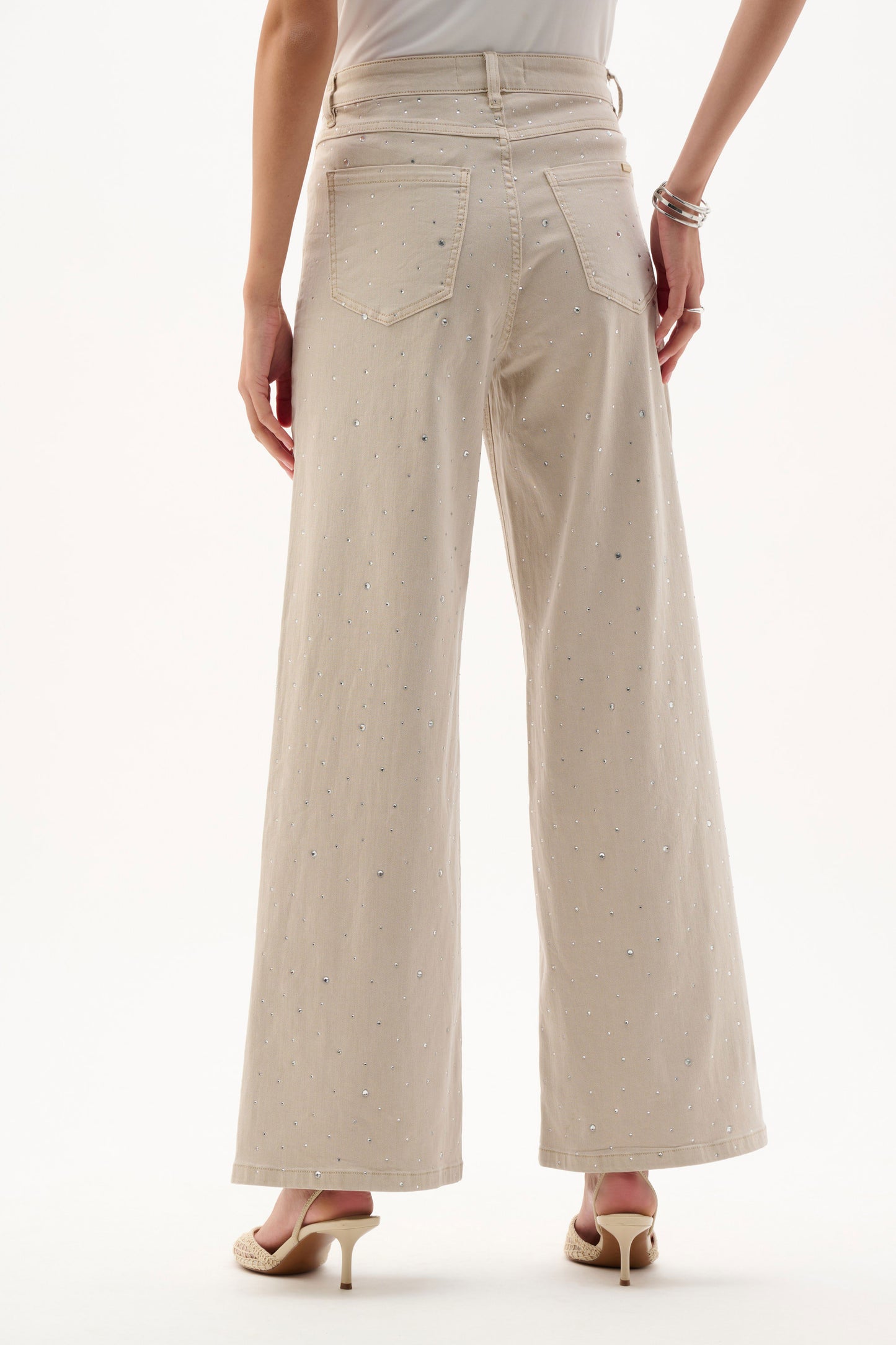 Joseph Ribkoff Rhinestone Jeans Beige