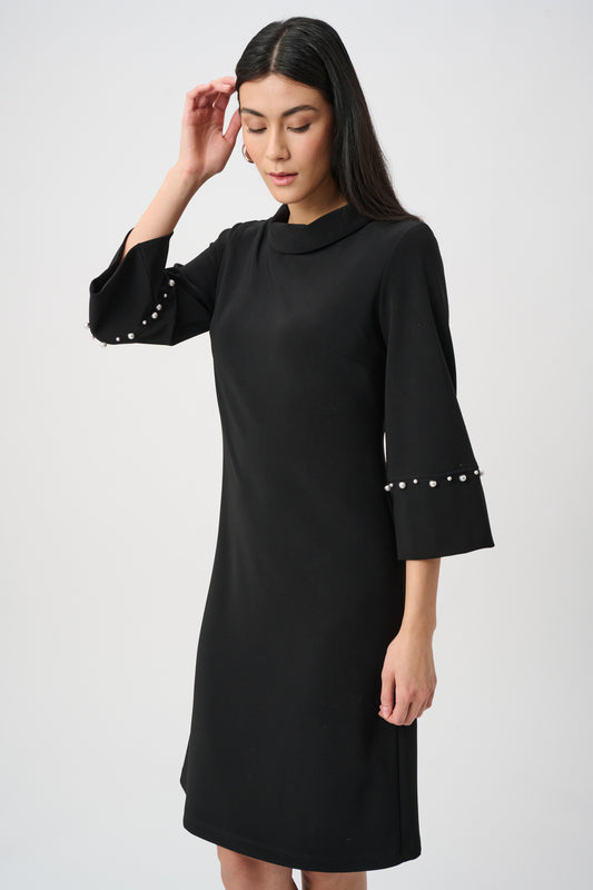 Joseph Ribkoff Silky Knit A-Line Dress With Pearl Detail - 263115
