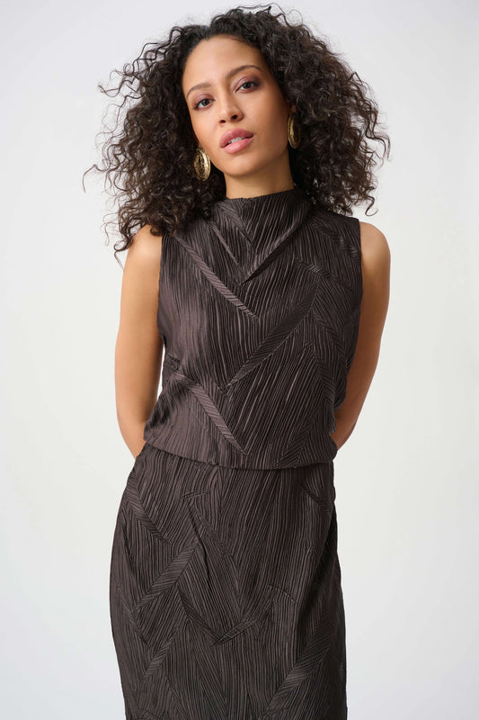Joseph Ribkoff Pleated Satin Midi Dress