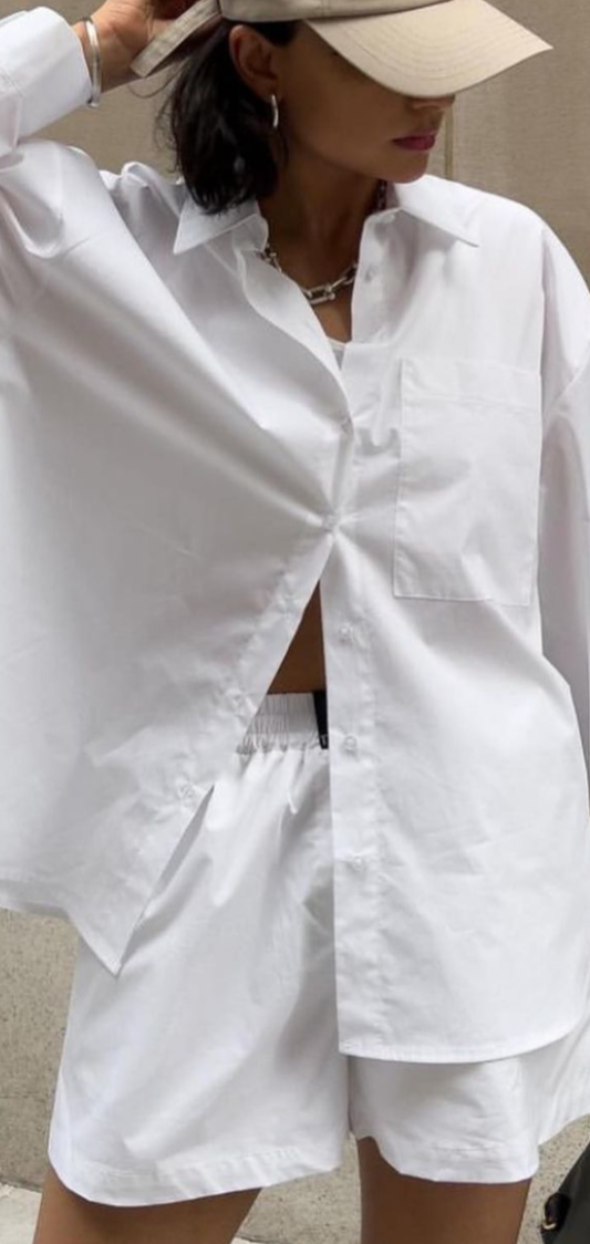 Sixtydays Skjorte Boyfriend Short - White