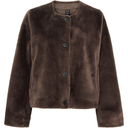 Notyz Fake Fur Jakke Brun (40492)