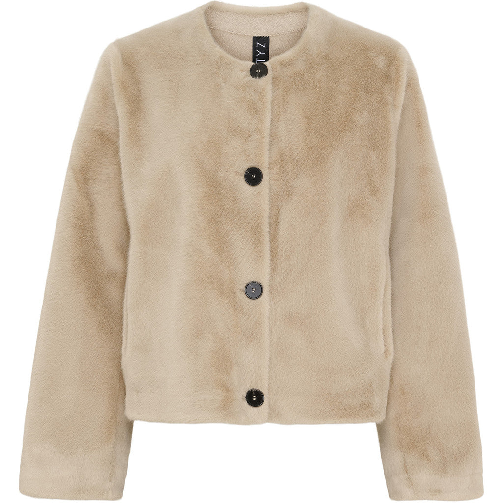 Notyz Fake Fur Jakke Sand
