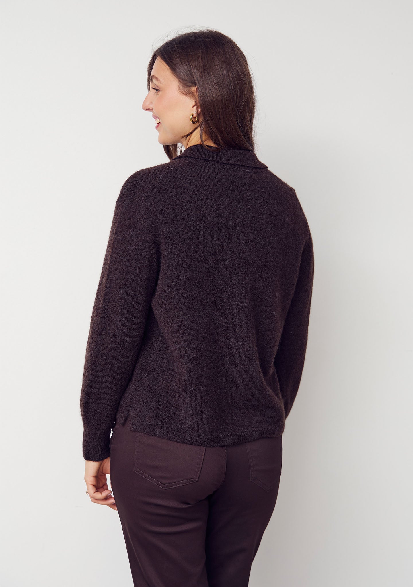 Isay Anna Colar Cardigan Brown