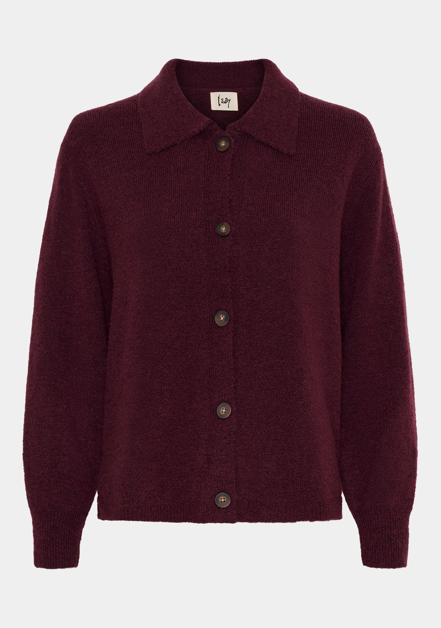 Isay Anna Colar Cardigan Wine
