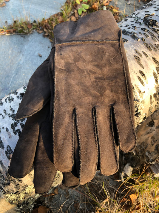 Hansker Semsket Lammeskinn Brun