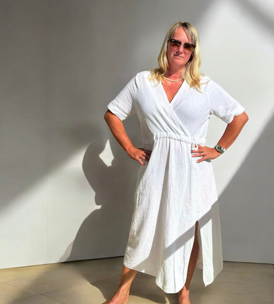 Jörlevik Of Sweden Linnea Kjole i Bomull White