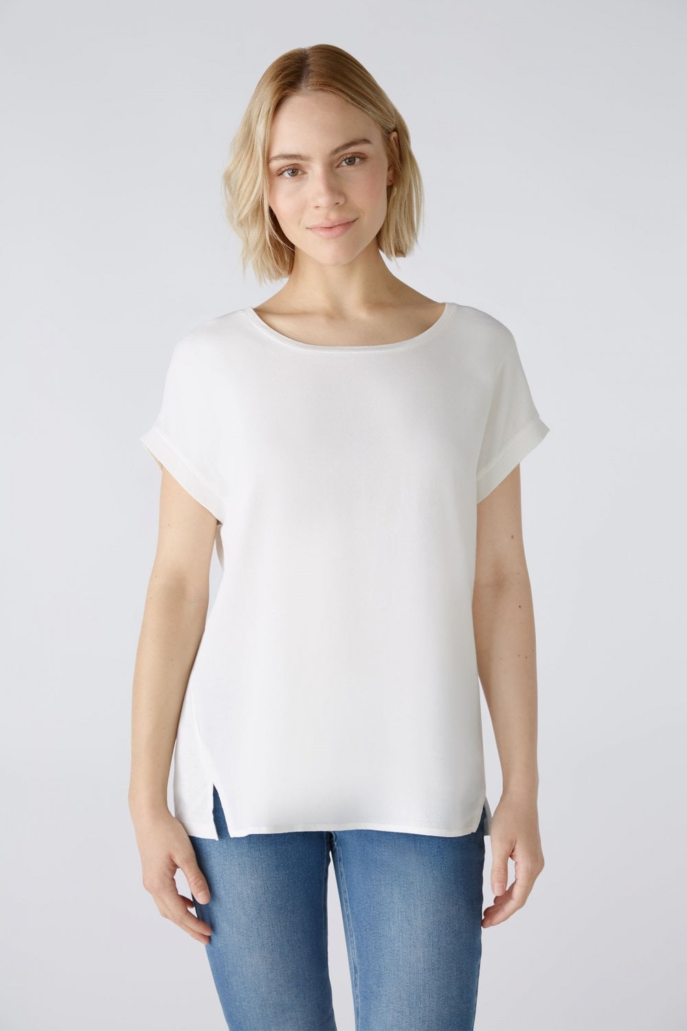 Oui Kortermet Bluse Gardenia