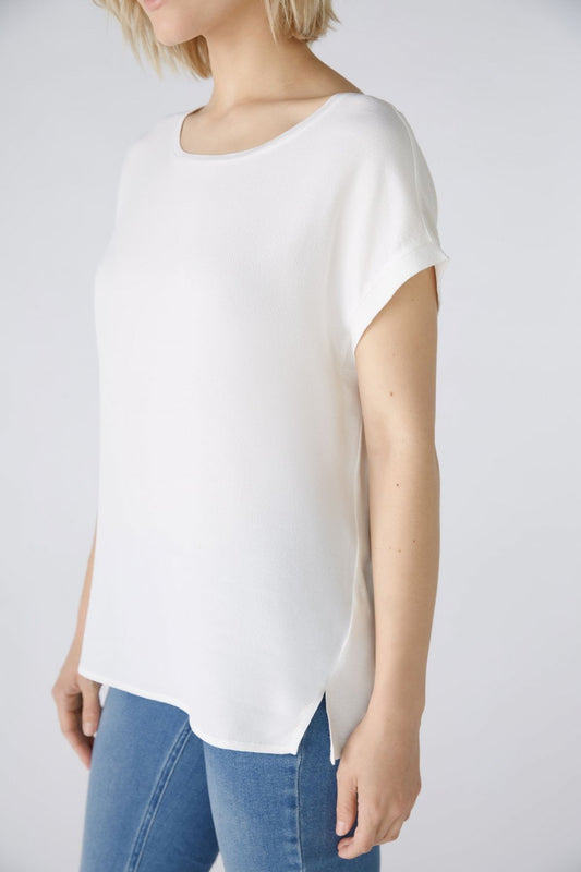 Oui Kortermet Bluse Gardenia