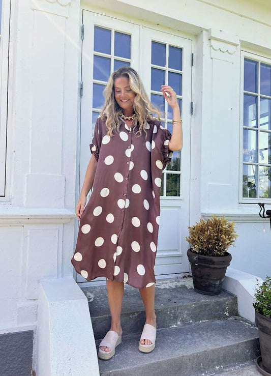 Black colour Mabel Satin Dress - Mocca