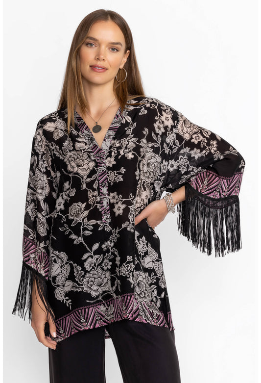 Johnny Was Edina Fringe Blouse Black