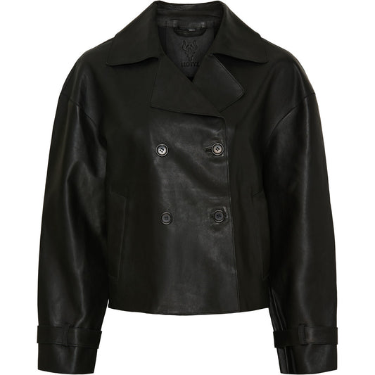 Notyz short Leather Jacket Black