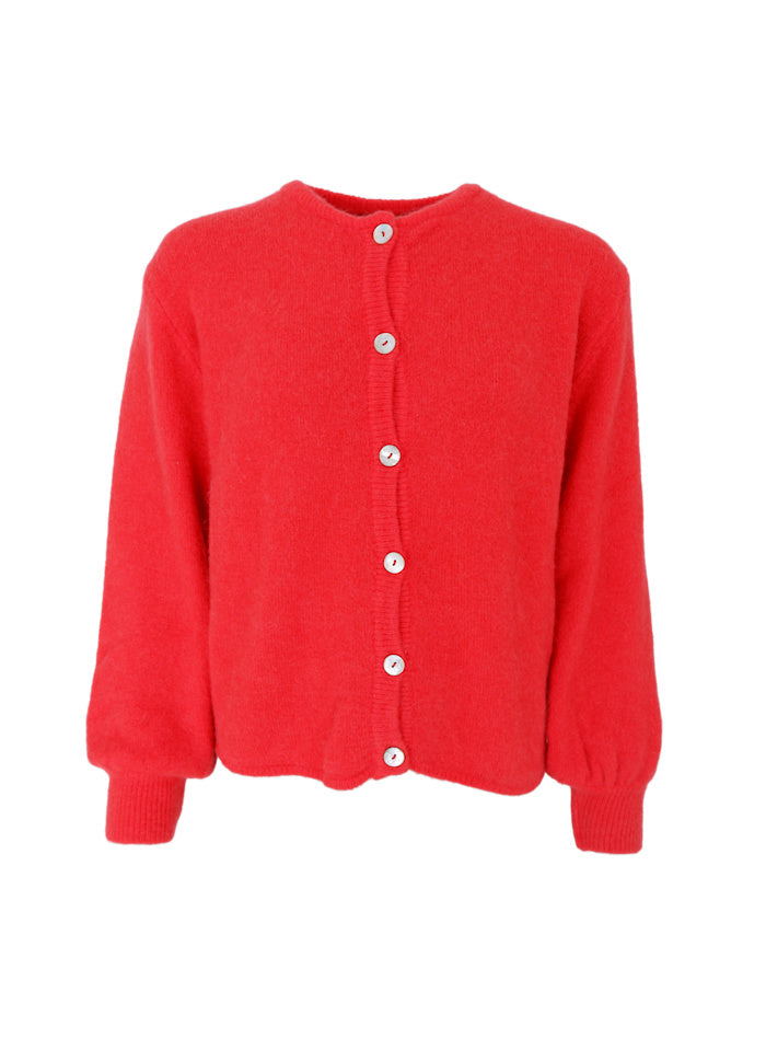 Black Colour Bella Knit Cardigan 1205 - Coral Red