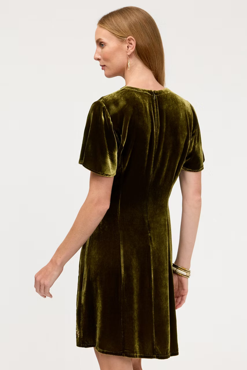 Johnny Was Flutter Sleeve Keyhole Dress evergreen