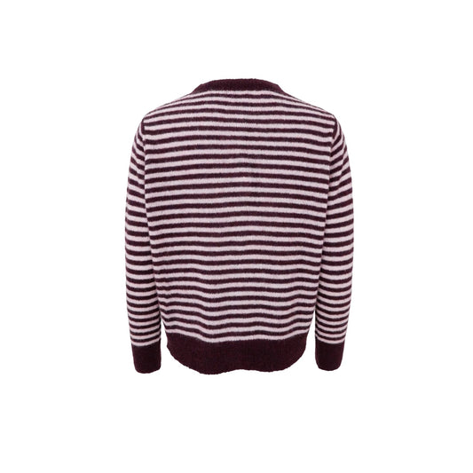 Black Colour Dell Striped Knit Cardigan Plum
