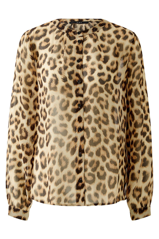 Oui Blouse Leo Camel Grey