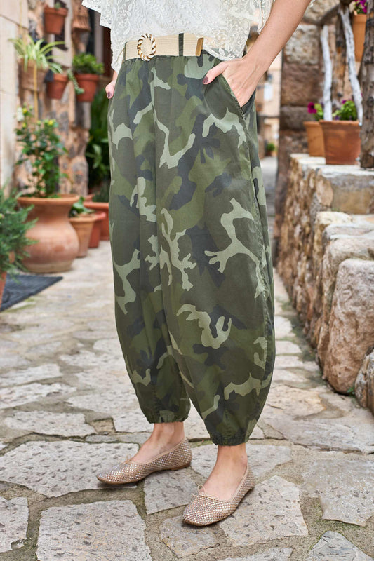 Black Colour Ally Balloon Pant Army Camouflage