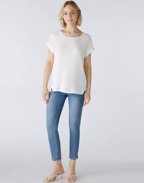 Oui Kortermet Bluse Gardenia