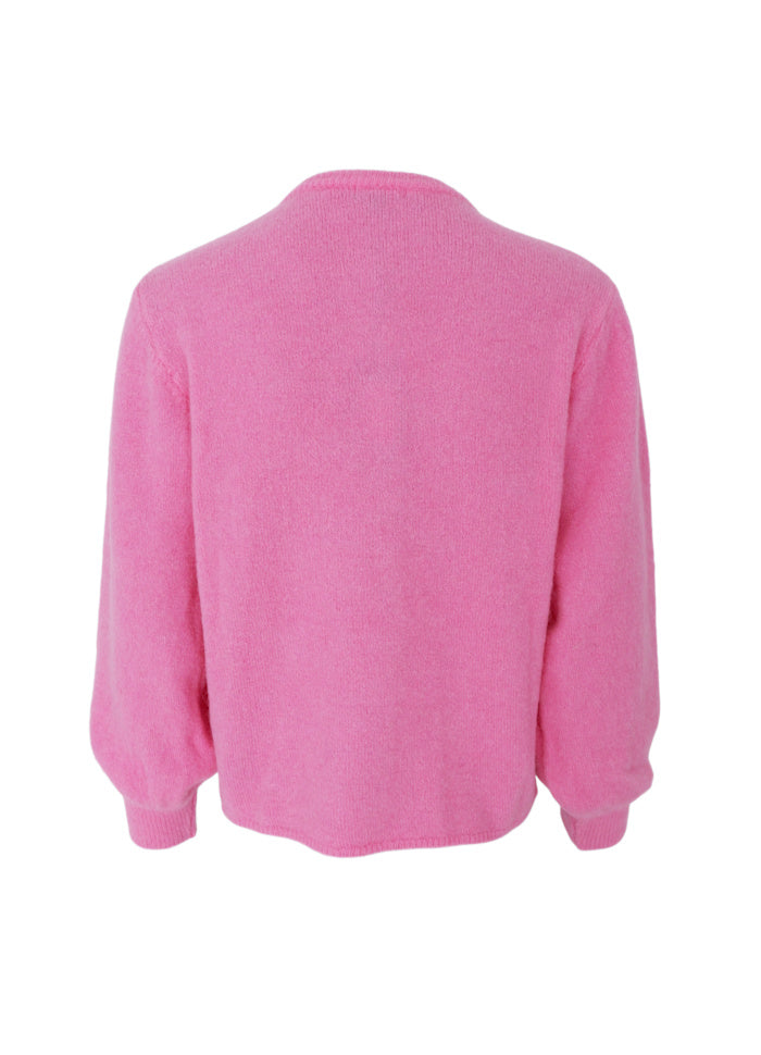 Black Colour Bella Knit Cardigan 1205 - Pink