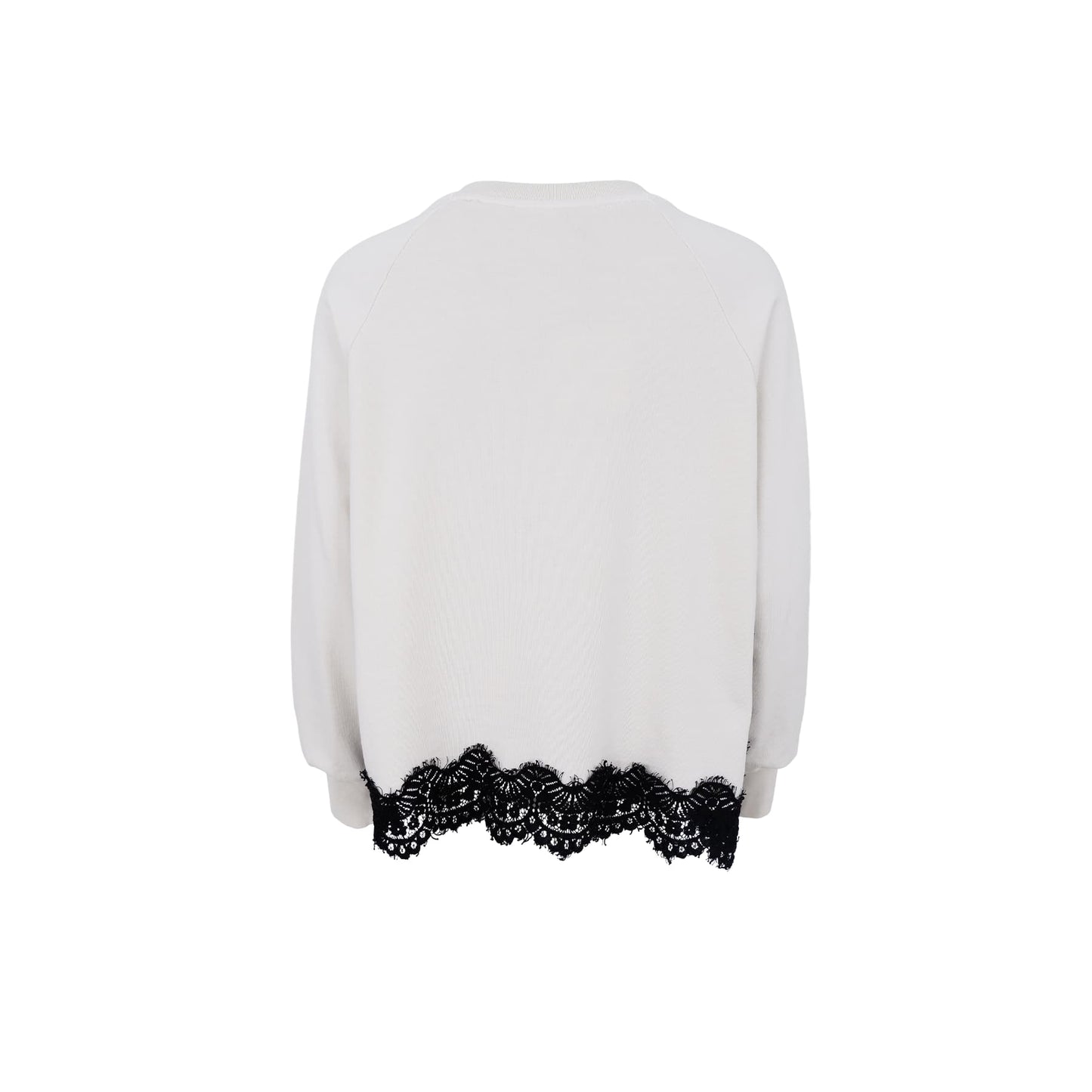 Black Colour Evy Lace Sweatshirt - Off White