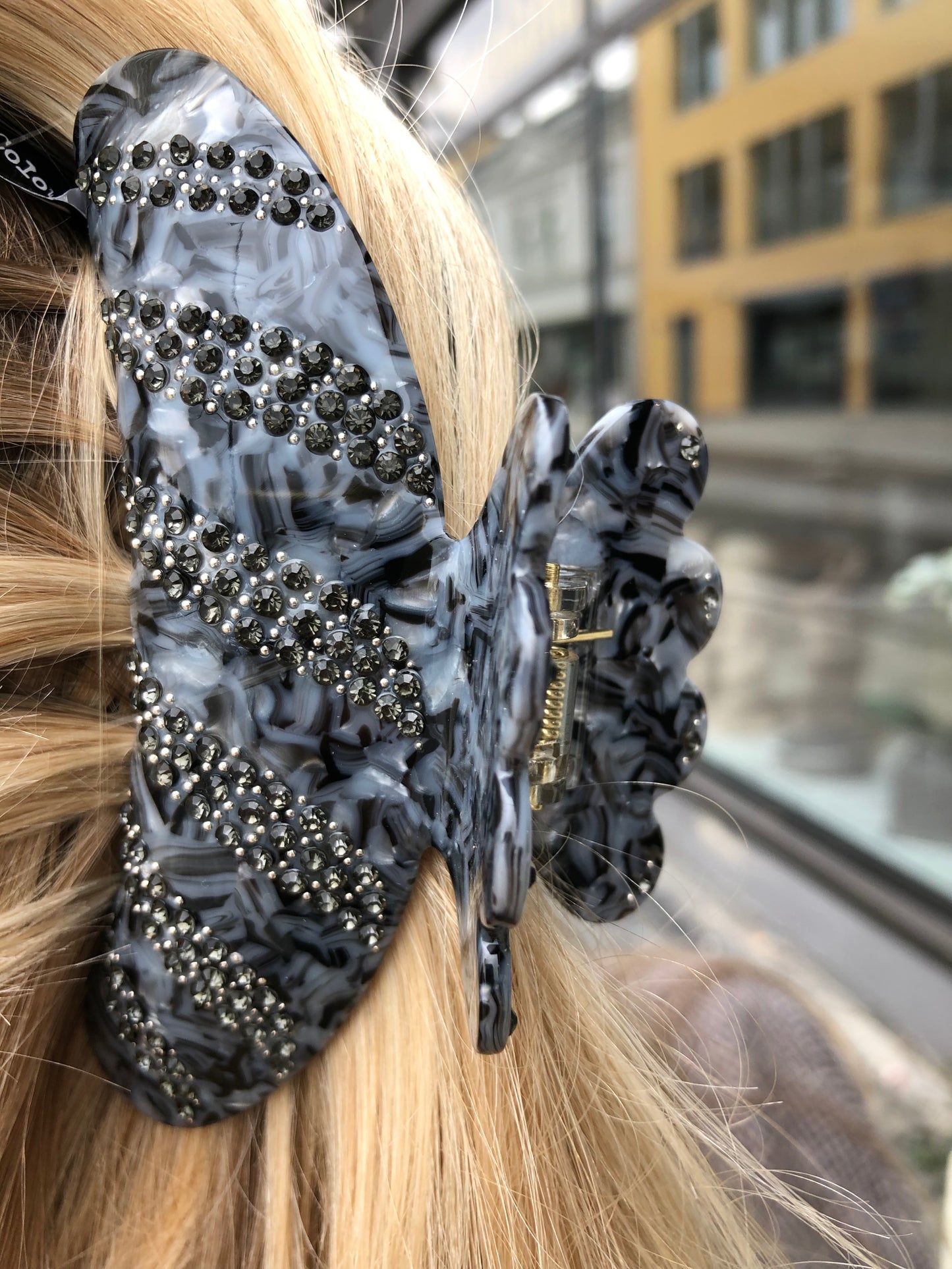 Black Colour Dream Rhintestone Hårklype Grey