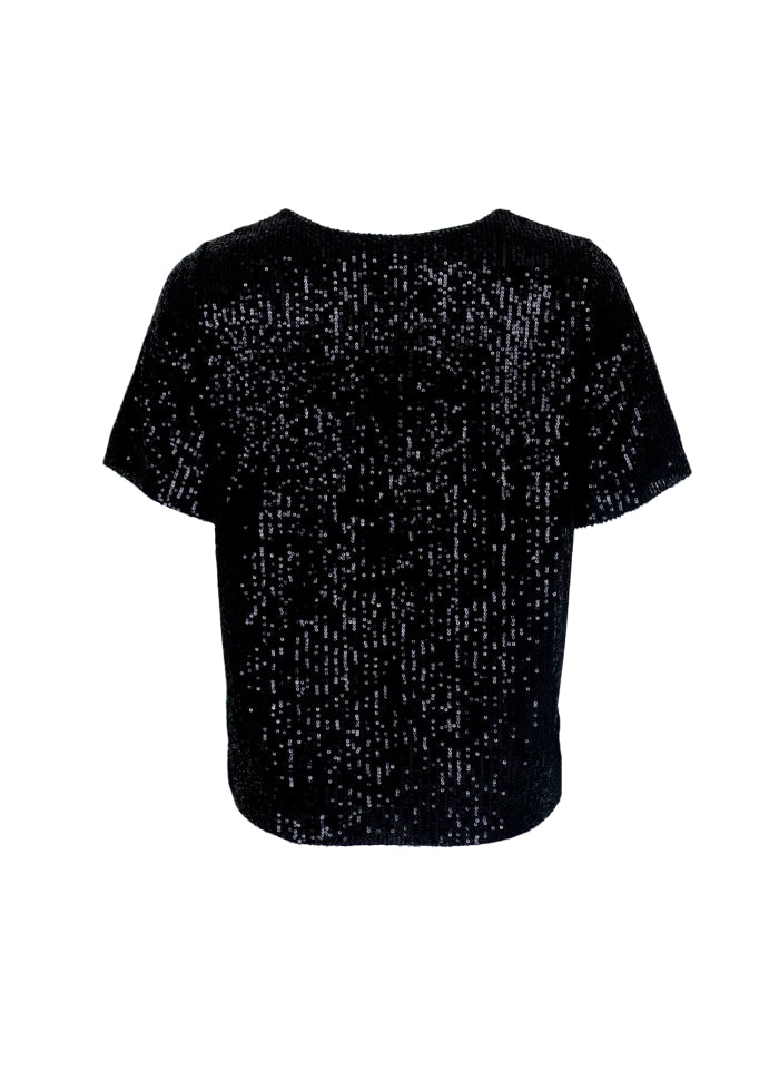 Glam Sequin Blouse Black