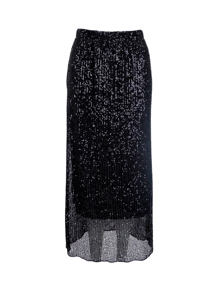Black Colour Glam Sequin Skjørt Black