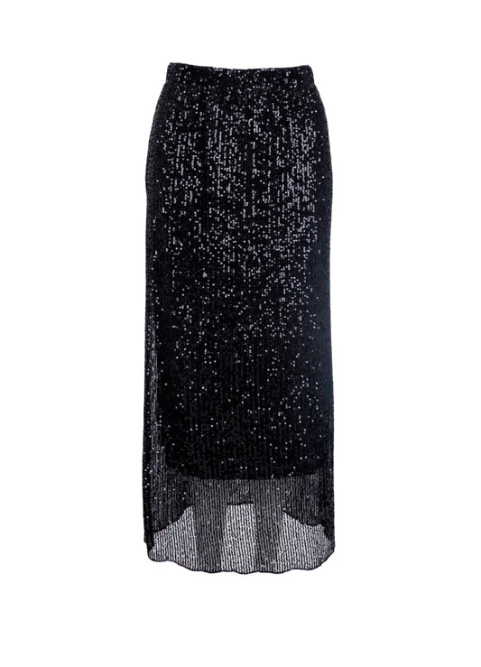 Black Colour Glam Sequin Skjørt Black