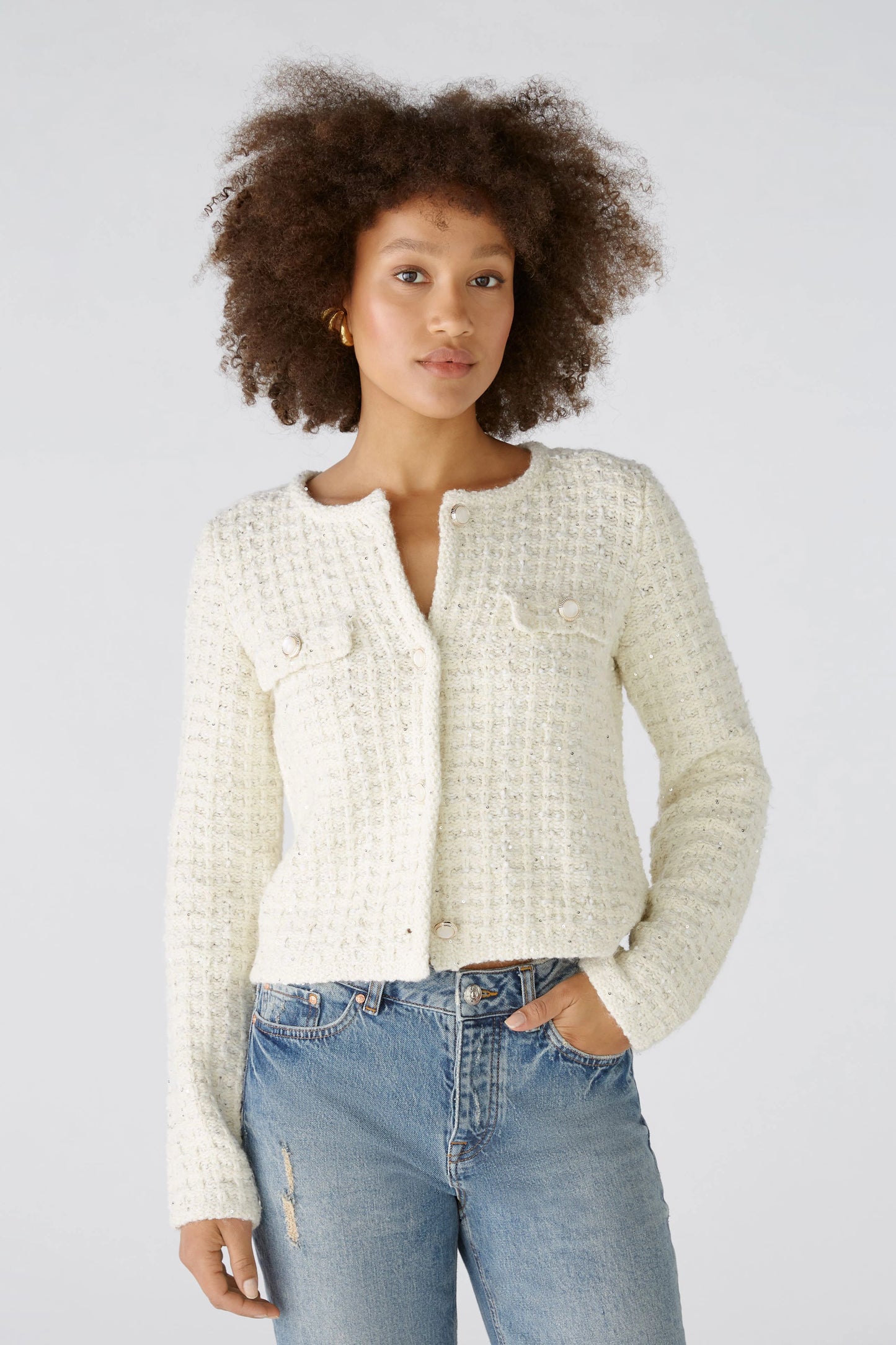 Oui Bouclé Cardigan