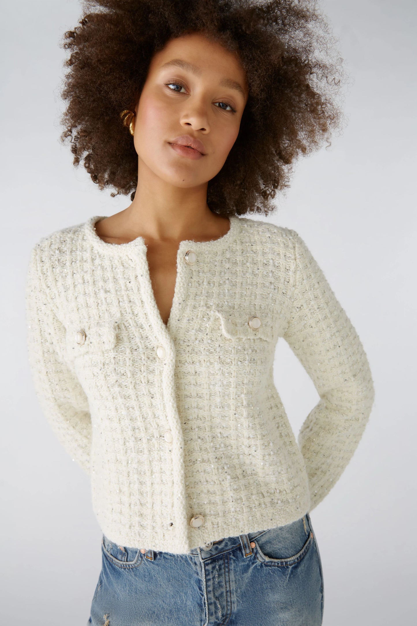 Oui Bouclé Cardigan