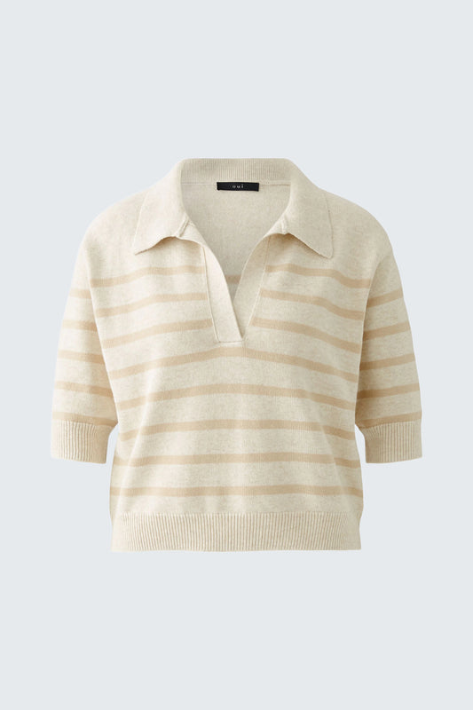 Oui Sporty Pullover White/Camel