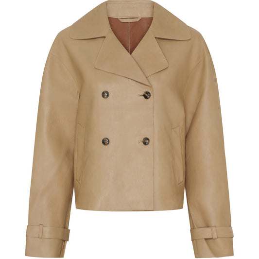 BTF short Leather Jacket Latte