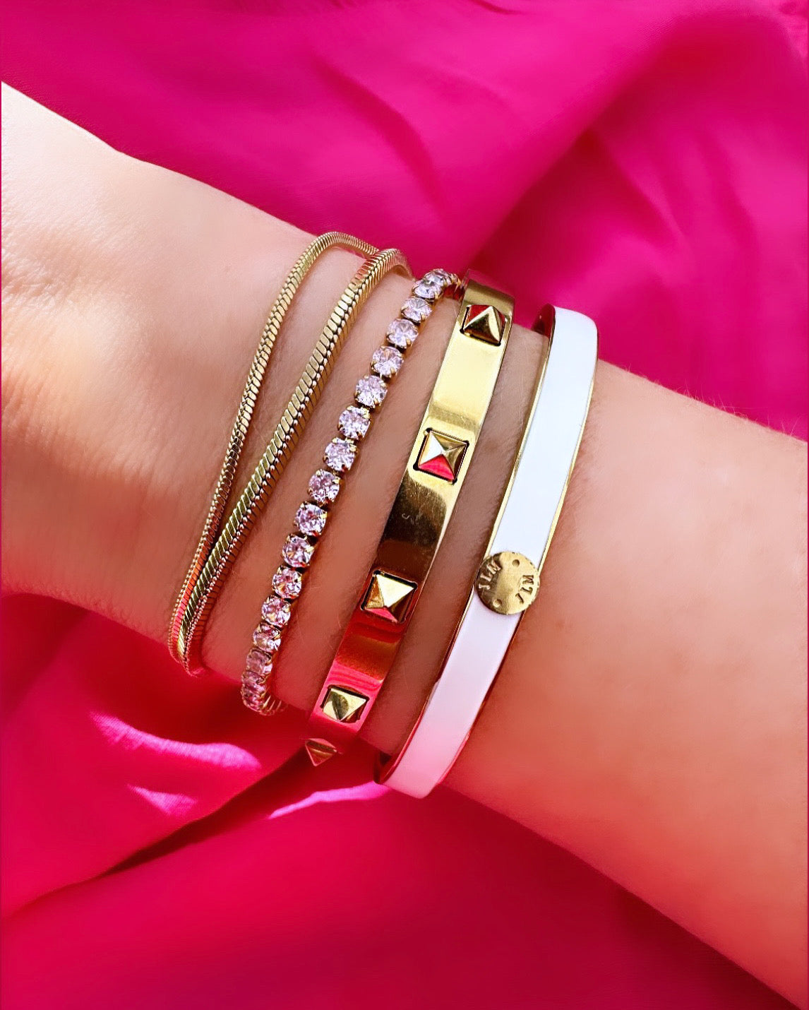 ByJolima Celine Elastic Tennisbracelet Gold