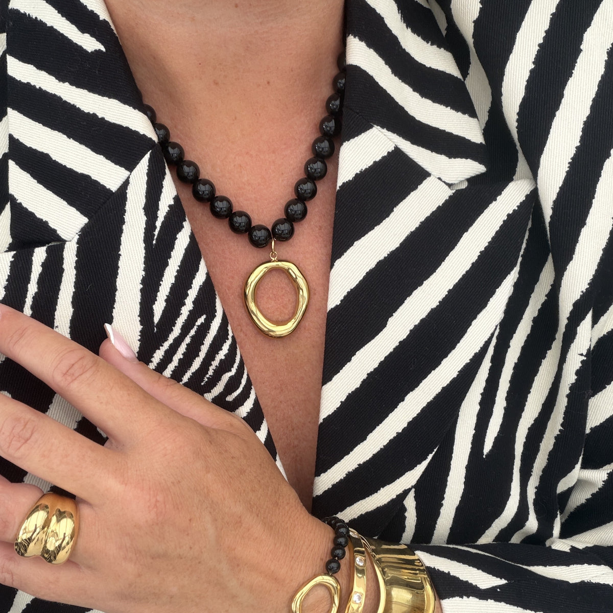 ByJolima Halo Black Bead Necklace