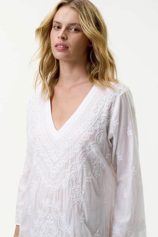 One Season Goa Embroidery Dress White/White