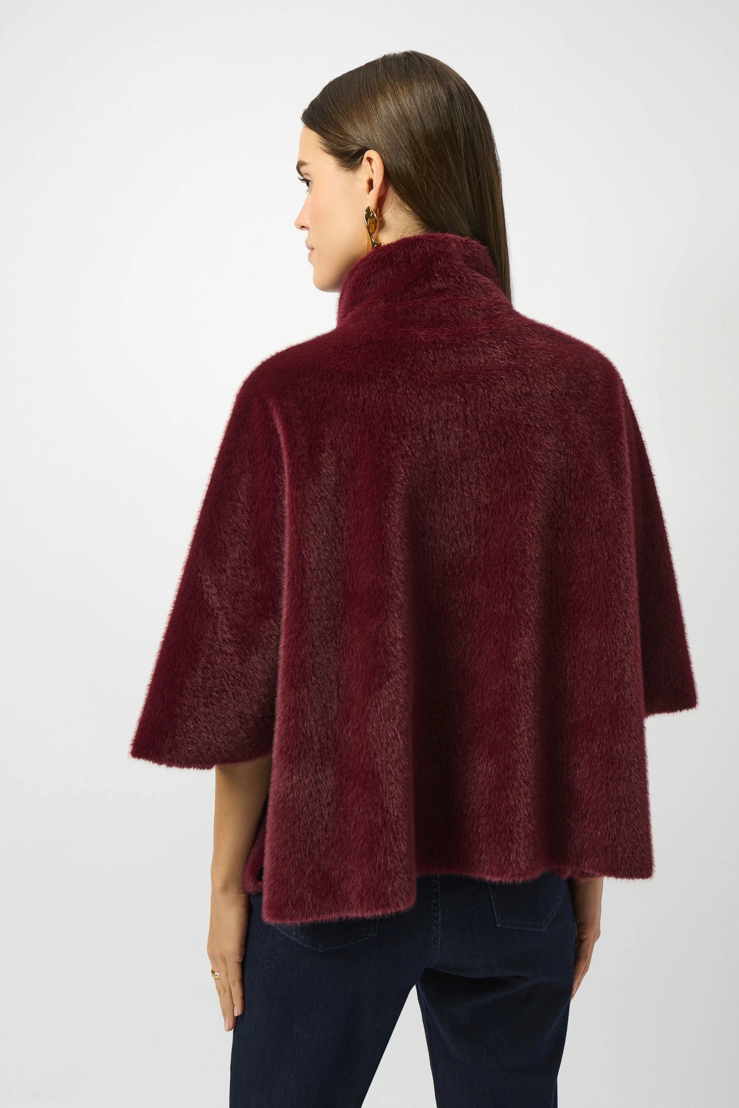 Joseph Ribkoff Bonded Fake Fur Jacket Merlot & Sort