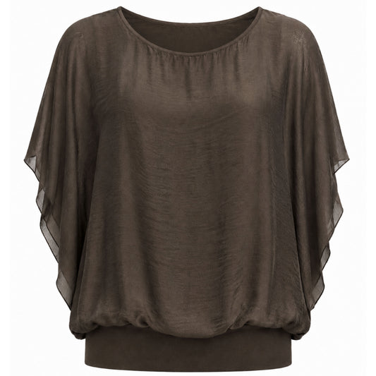 Costamani Silky SS Blouse Choco