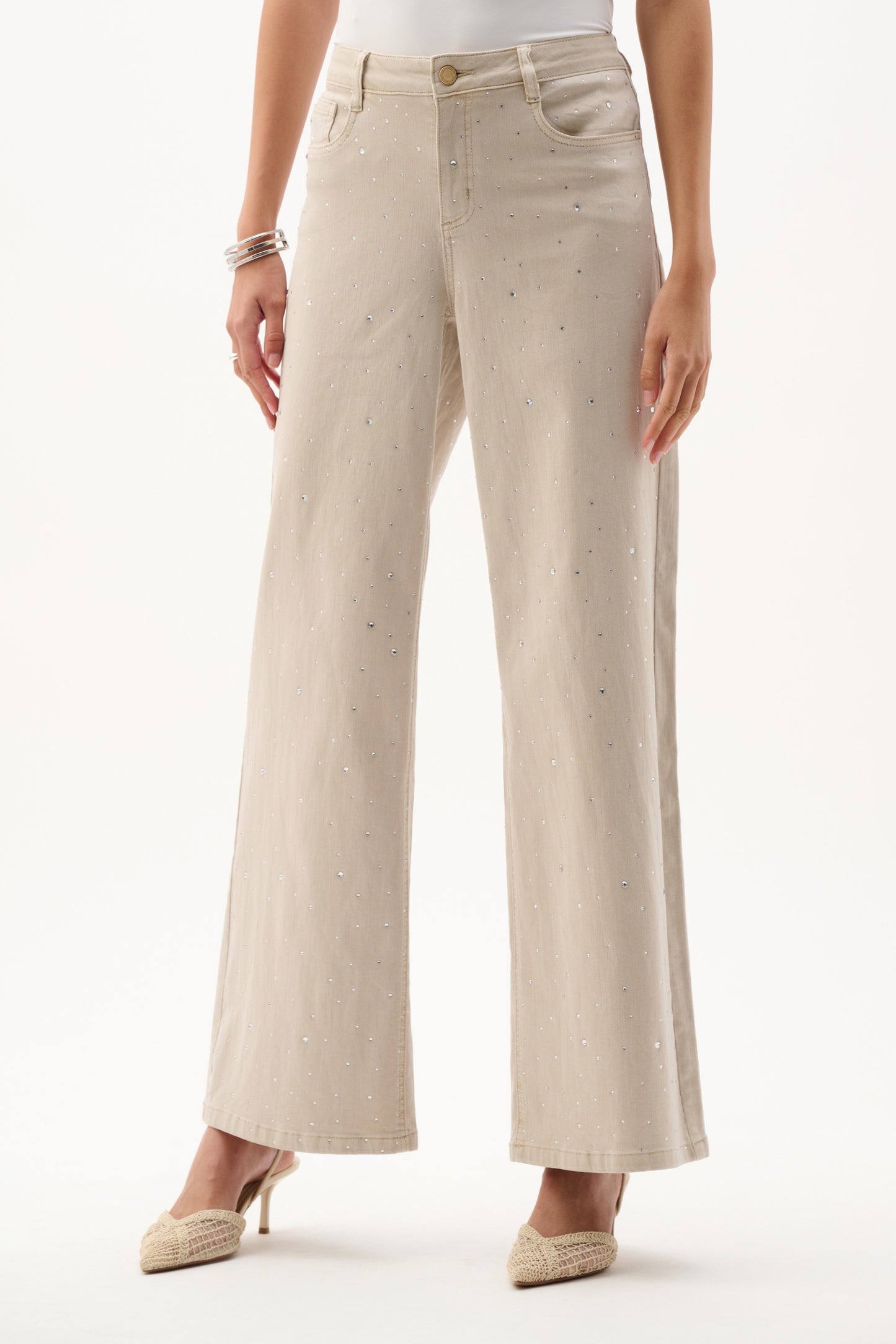 Joseph Ribkoff Rhinestone Jeans Beige