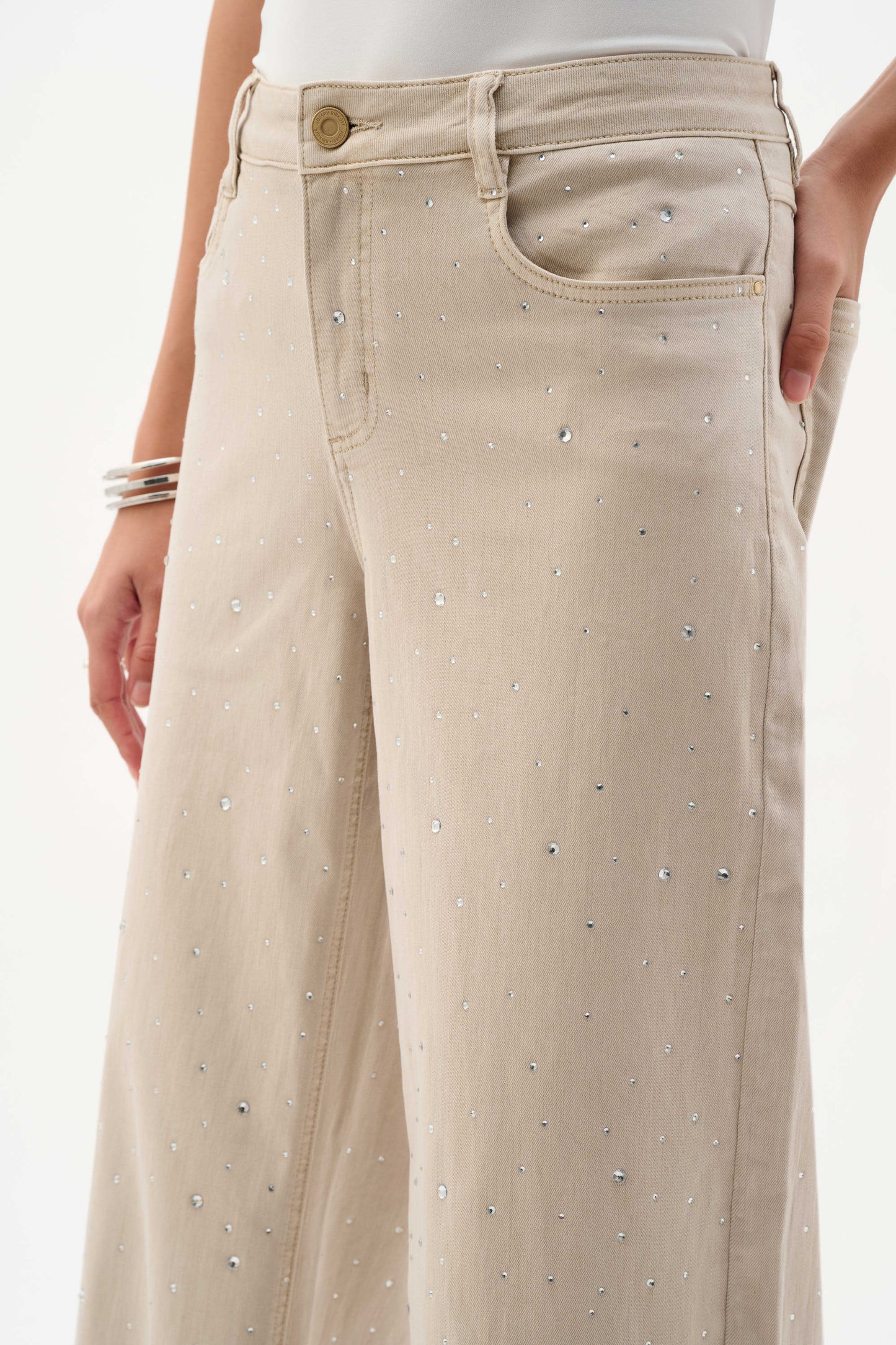 Joseph Ribkoff Rhinestone Jeans Beige