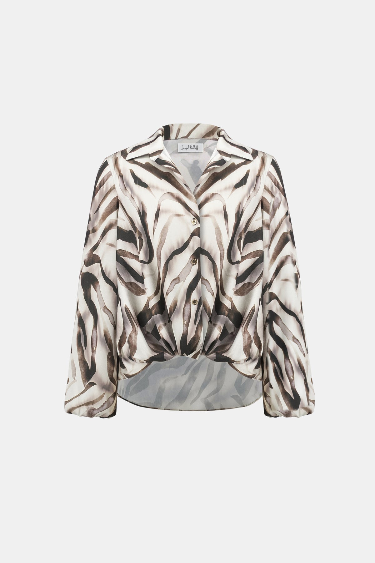 Joseph Ribkoff Recycled Satin Animal Print Draped Top - 263057 – produktbilde 3