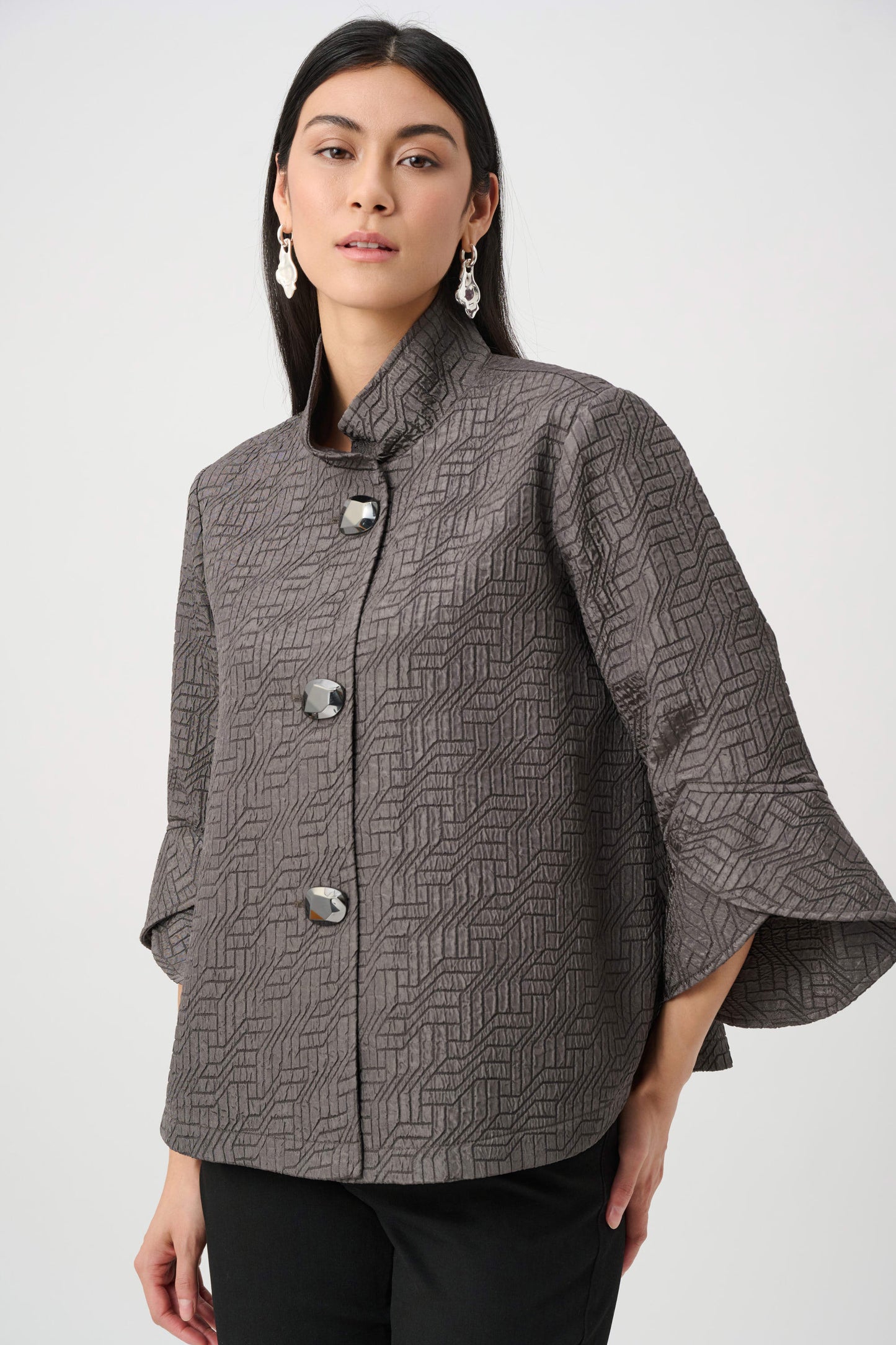 Joseph Ribkoff Geometric Jacquard Trapeze Jacket - 263152