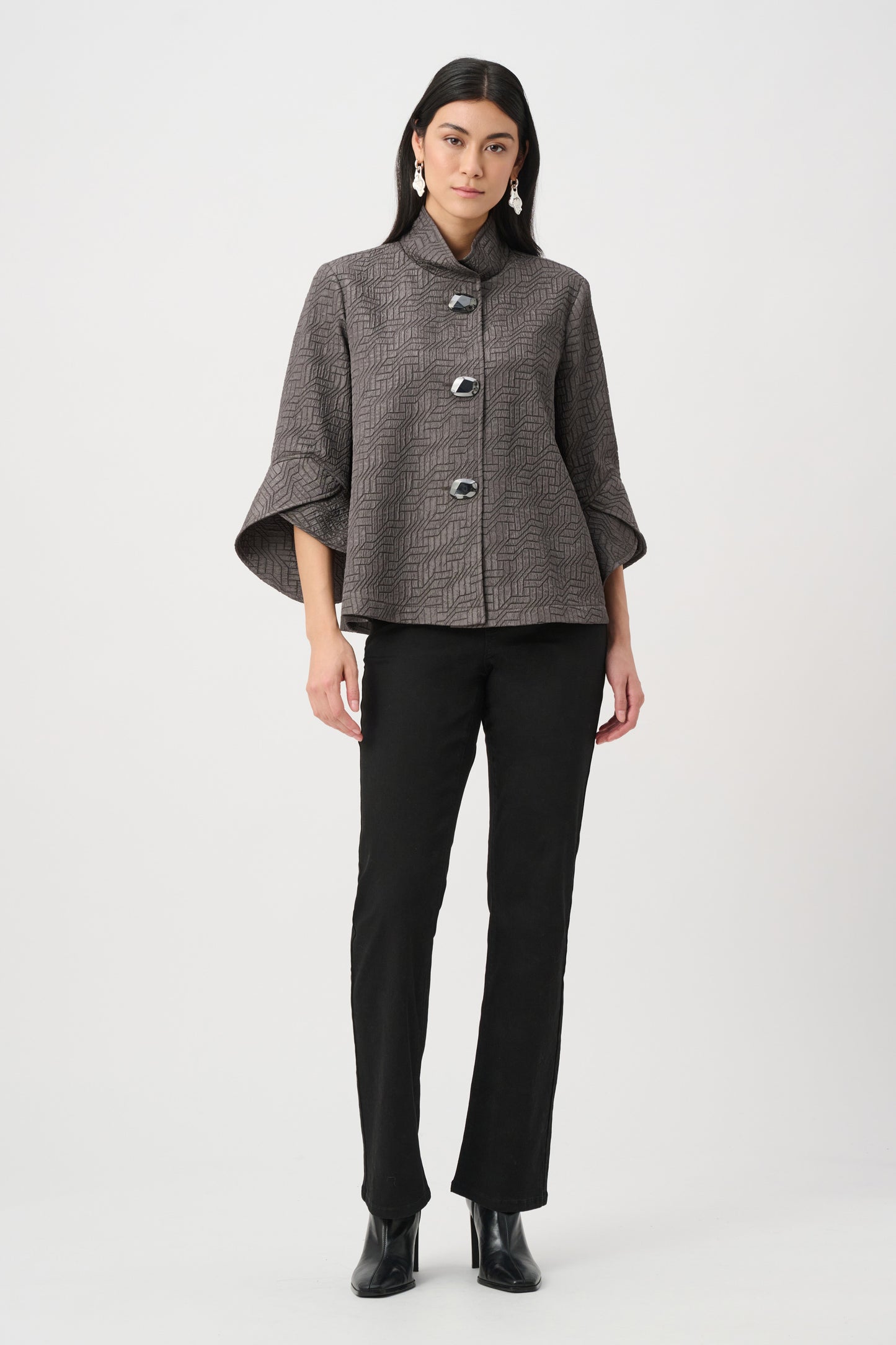 Joseph Ribkoff Geometric Jacquard Trapeze Jacket - 263152