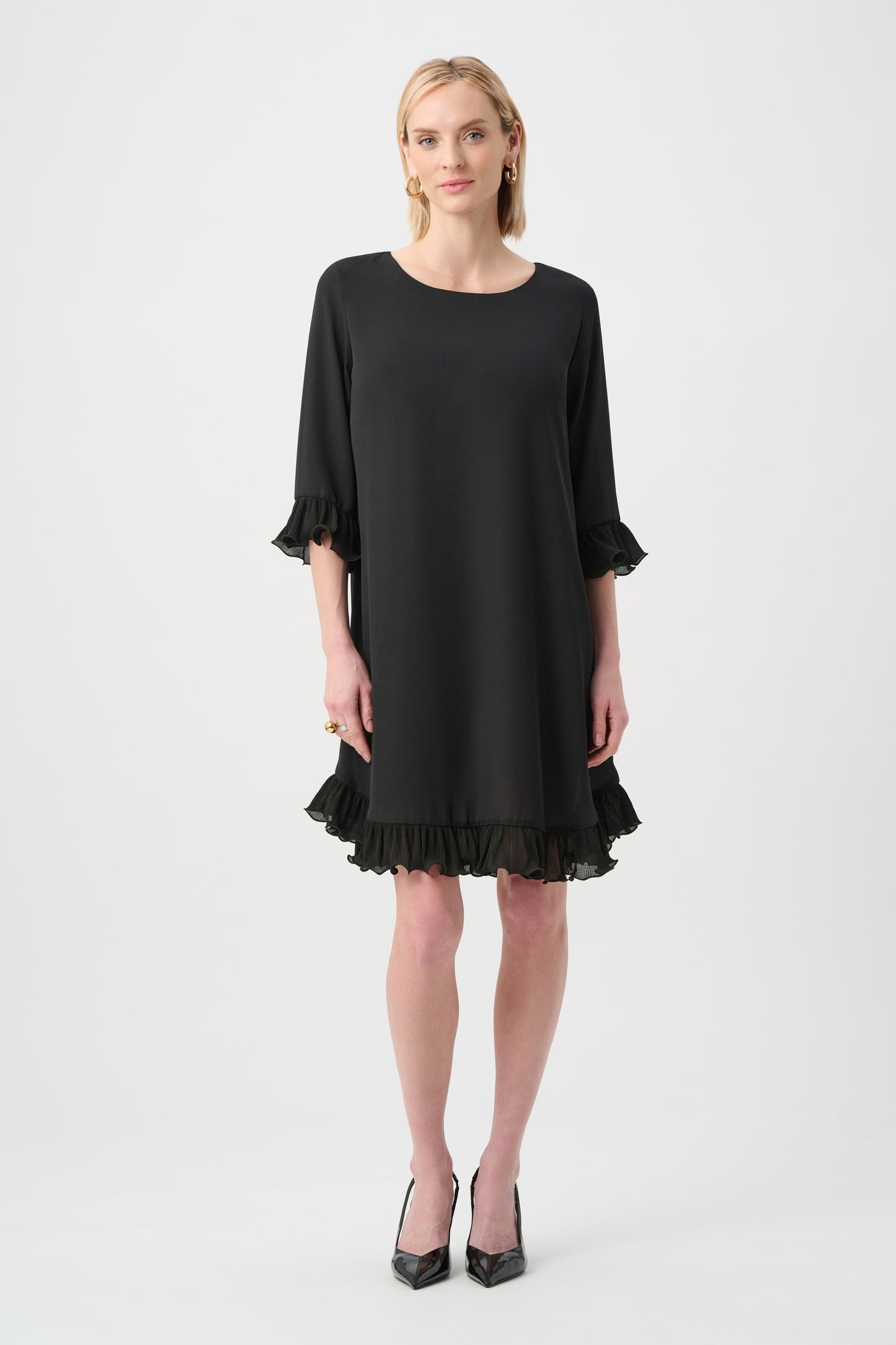 Joseph Ribkoff Georgette Ruffled-Trim Trapeze Dress - 263189