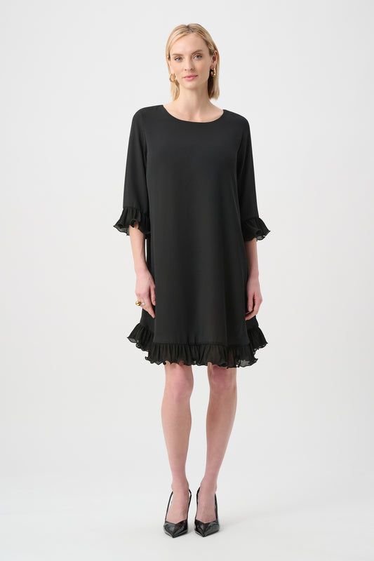 Joseph Ribkoff Georgette Ruffled-Trim Trapeze Dress - 263189
