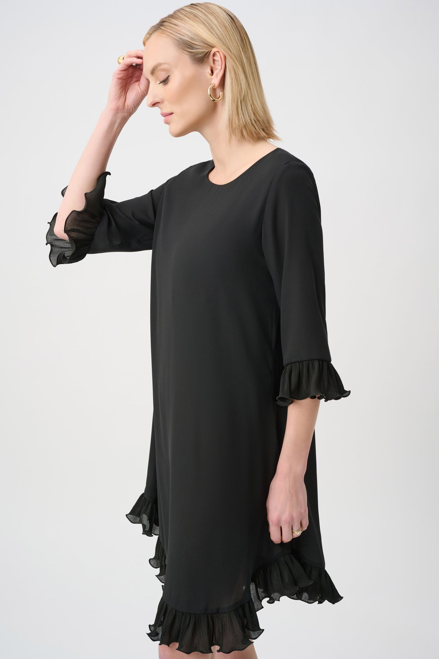 Joseph Ribkoff Georgette Ruffled-Trim Trapeze Dress - 263189