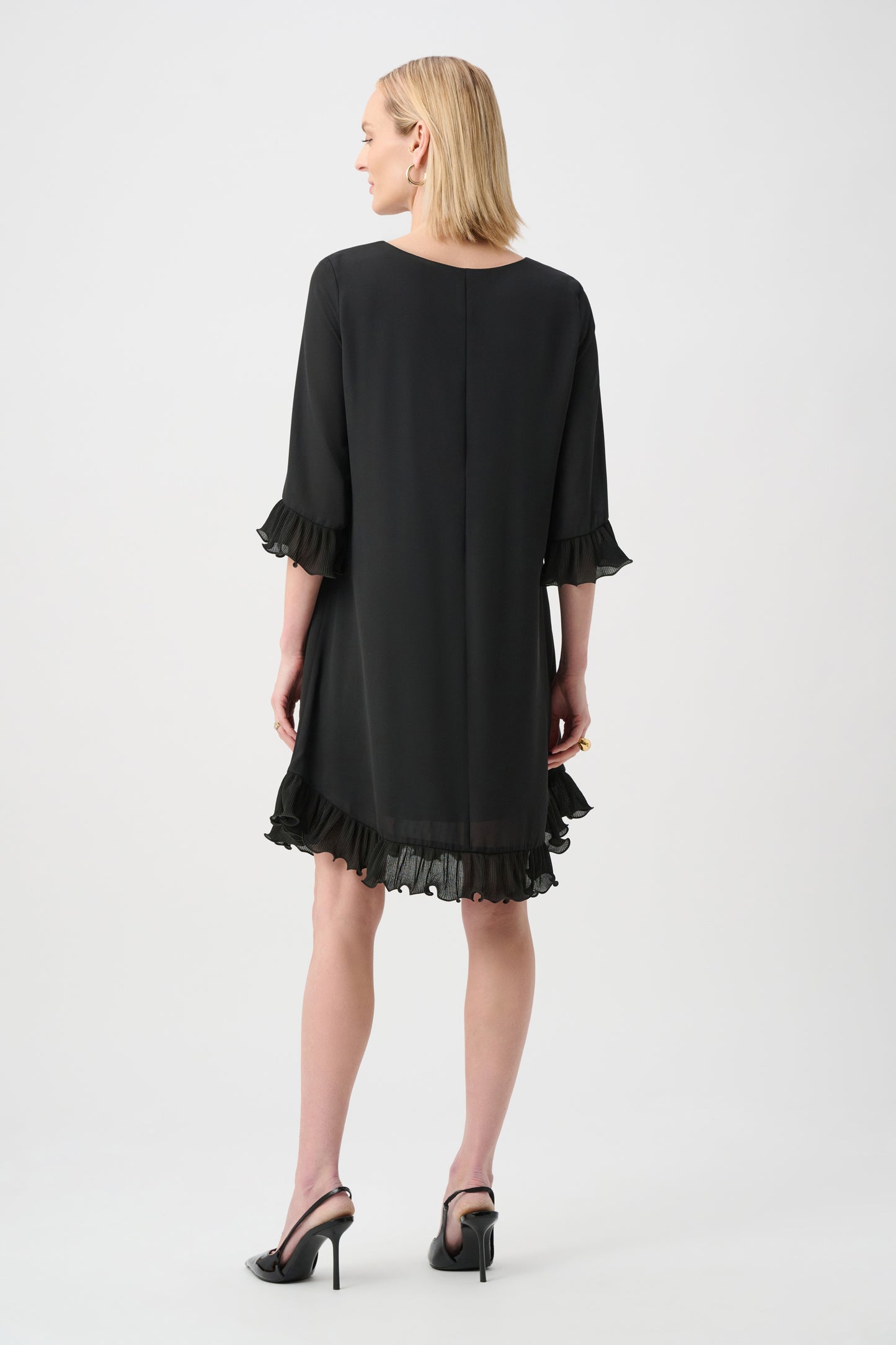 Joseph Ribkoff Georgette Ruffled-Trim Trapeze Dress - 263189