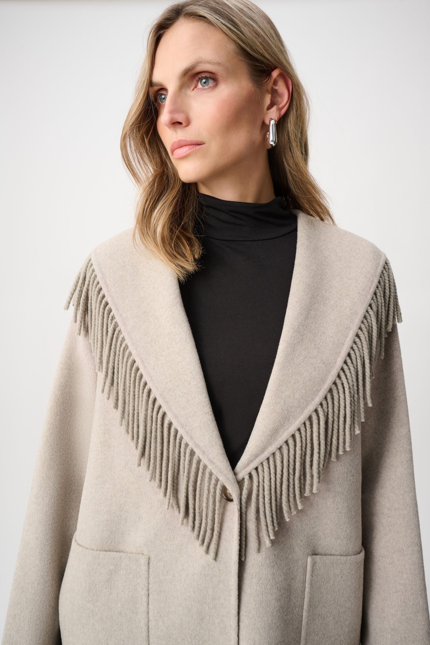 Joseph Ribkoff Wool Blend Shawl Collar Fringed Coat 263912 – produktbilde 5