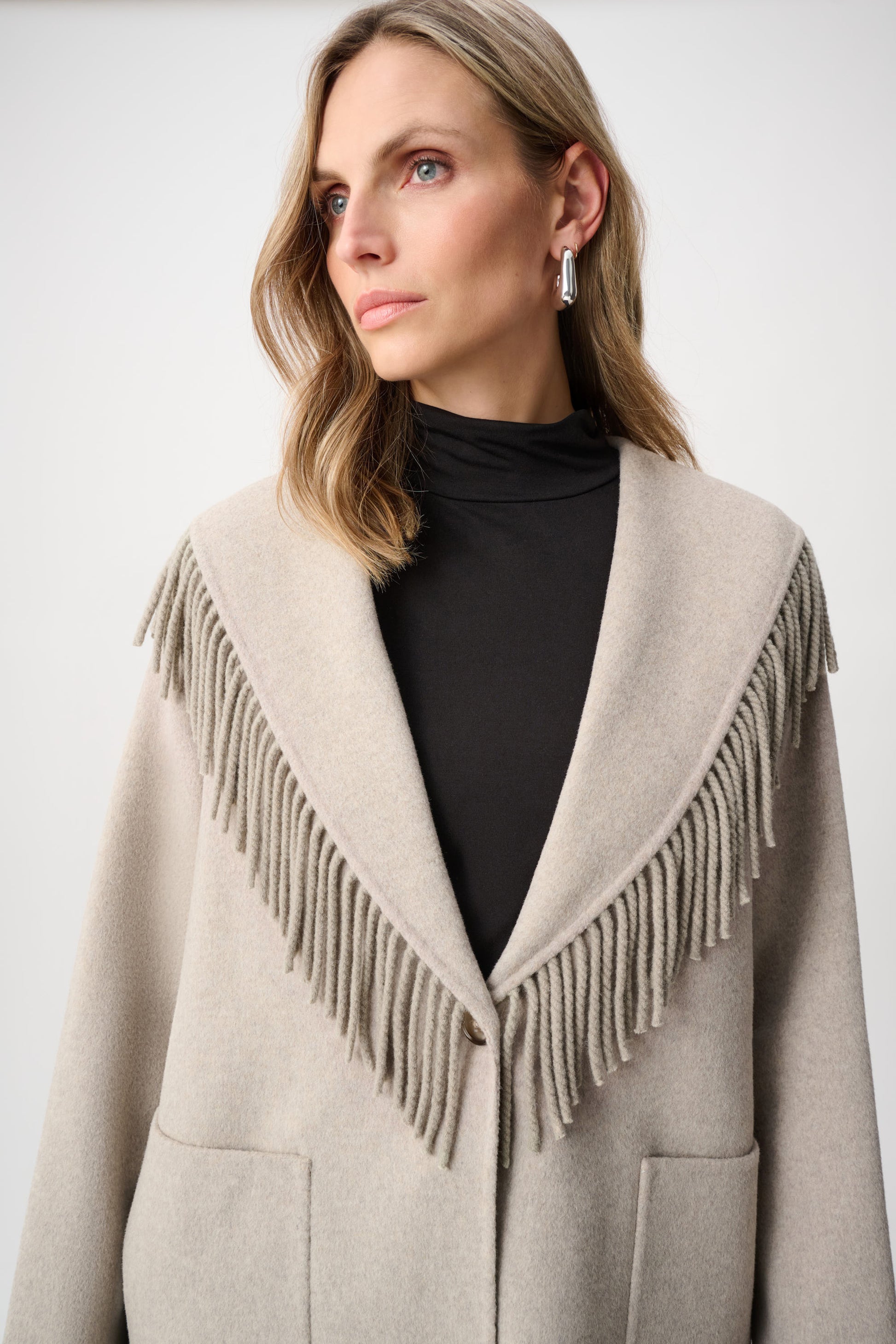 Joseph Ribkoff Wool Blend Shawl Collar Fringed Coat 263912 – produktbilde 5